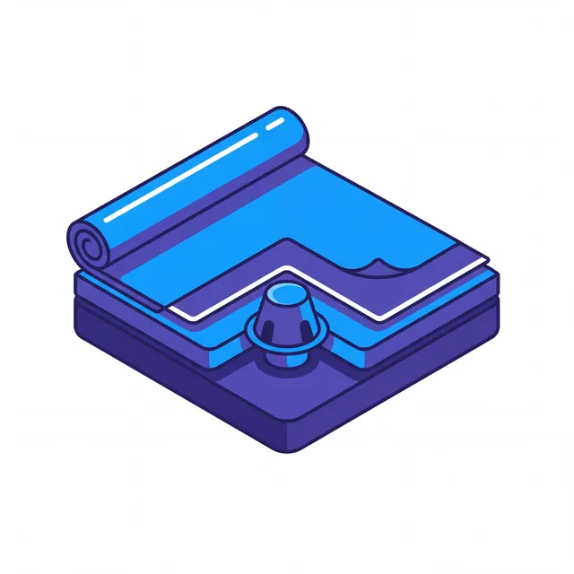 Illustration of a two-ply torch-down flat roof