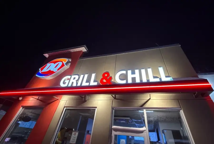 The newly built Dairy Queen Grill & Chill in Timmins at night